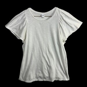 Old Navy S Flutter Sleeve Top White Cotton Boho Minimal Cottagecore Softgirl